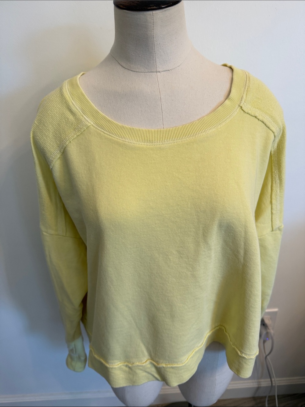 Anthropologie Soft Lemon Yellow Crewneck Sweatshirt size Small